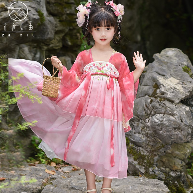 女童汉服连衣裙超仙中国风小女孩古装襦裙2025春夏儿童唐装演出服