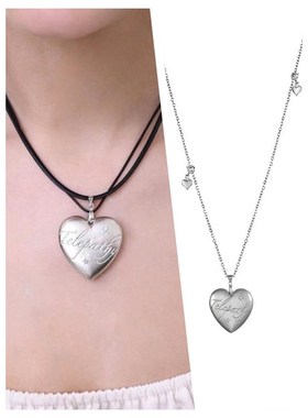 心灵感应系列爱心吊坠字母皮绳项链可拆卸长款毛衣链项链个性女