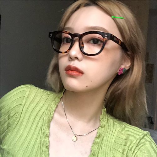 韩版经典小方框个性豹纹超轻粗框百搭脸型可配近视眼镜女懒人素颜