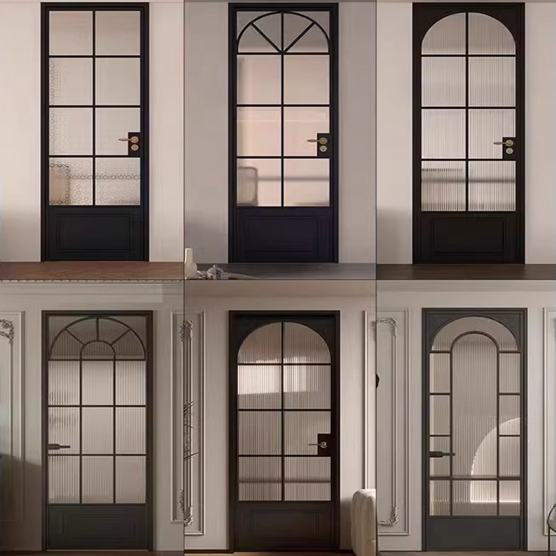 法式复古铁艺圆弧门家用卫生间玻璃门厕所阳台门商铺服装店拱形门