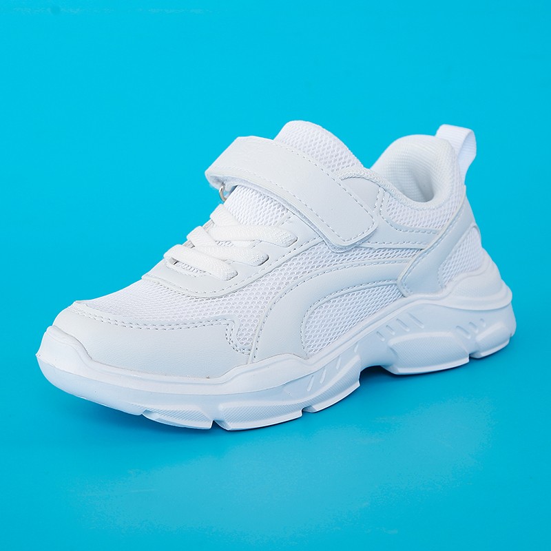 男童小白鞋儿童网球鞋春秋女孩校鞋透气网面小学生跑鞋白色运动鞋