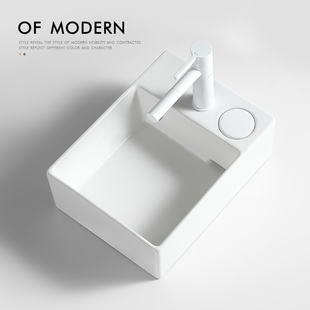 阳台台上盆洗手盆单盆侧边后排水洗衣机家用陶瓷小号窄尺寸洗脸池