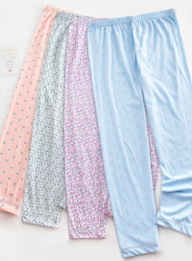 中老年秋季薄款秋裤纯棉大码睡裤女内穿长裤200S斤老人宽松家居裤