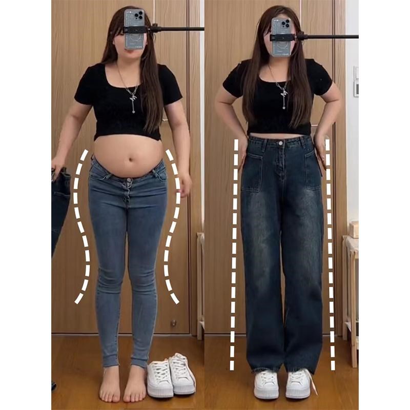300斤大码f女装加肥加大复古牛仔裤女冬季胖mm宽松梨形身材阔腿裤