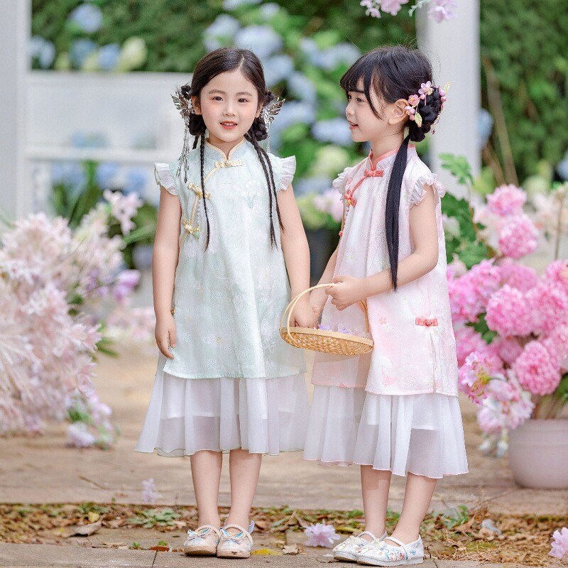 女童旗袍2025新款儿童新中式改良连衣裙夏季薄款女宝小童国风汉服