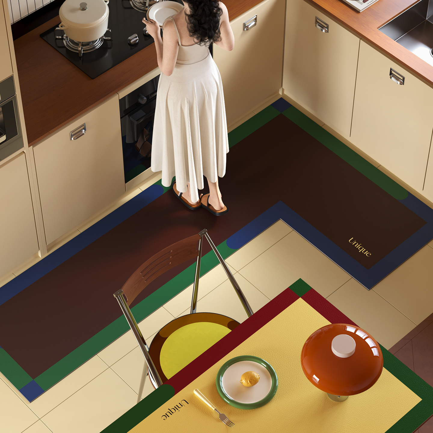 厨房L型地垫防滑防油吸水家用