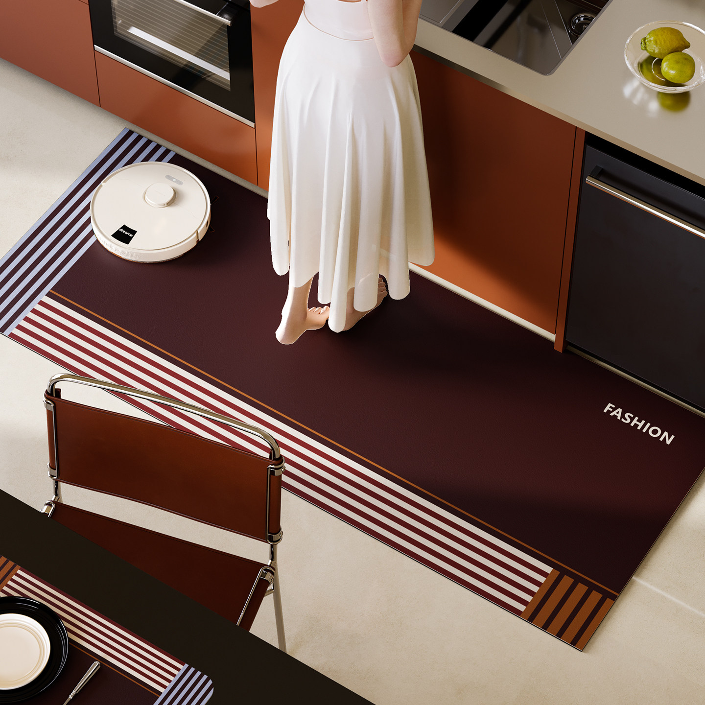 格兰特硅藻泥厨房地垫防滑防油可擦免洗耐脏高级感家用专用脚垫