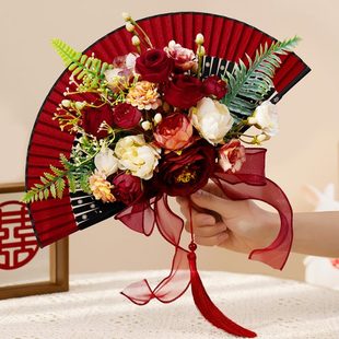 秀禾成品大全用品拍喜道具结婚中式 中式 婚礼接亲新娘晨袍扇子团扇