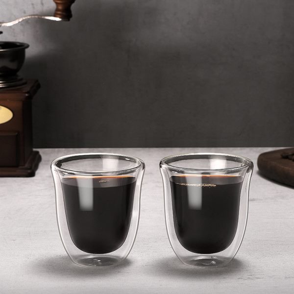 mrwater玻璃咖啡杯双层隔热小号简约玻璃杯家用耐高温品茶喝茶杯