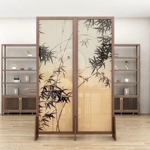 新中式 高品质半透 实木中国风折叠屏风隔断玄关客厅移动房间分割