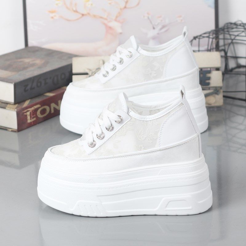 2024夏网面小白鞋女小个子厚底内增B高10-12CM松糕鞋百搭休闲网鞋,女鞋,松糕（摇摇）鞋,淘宝优惠券,粉丝福利购,淘宝优惠卷