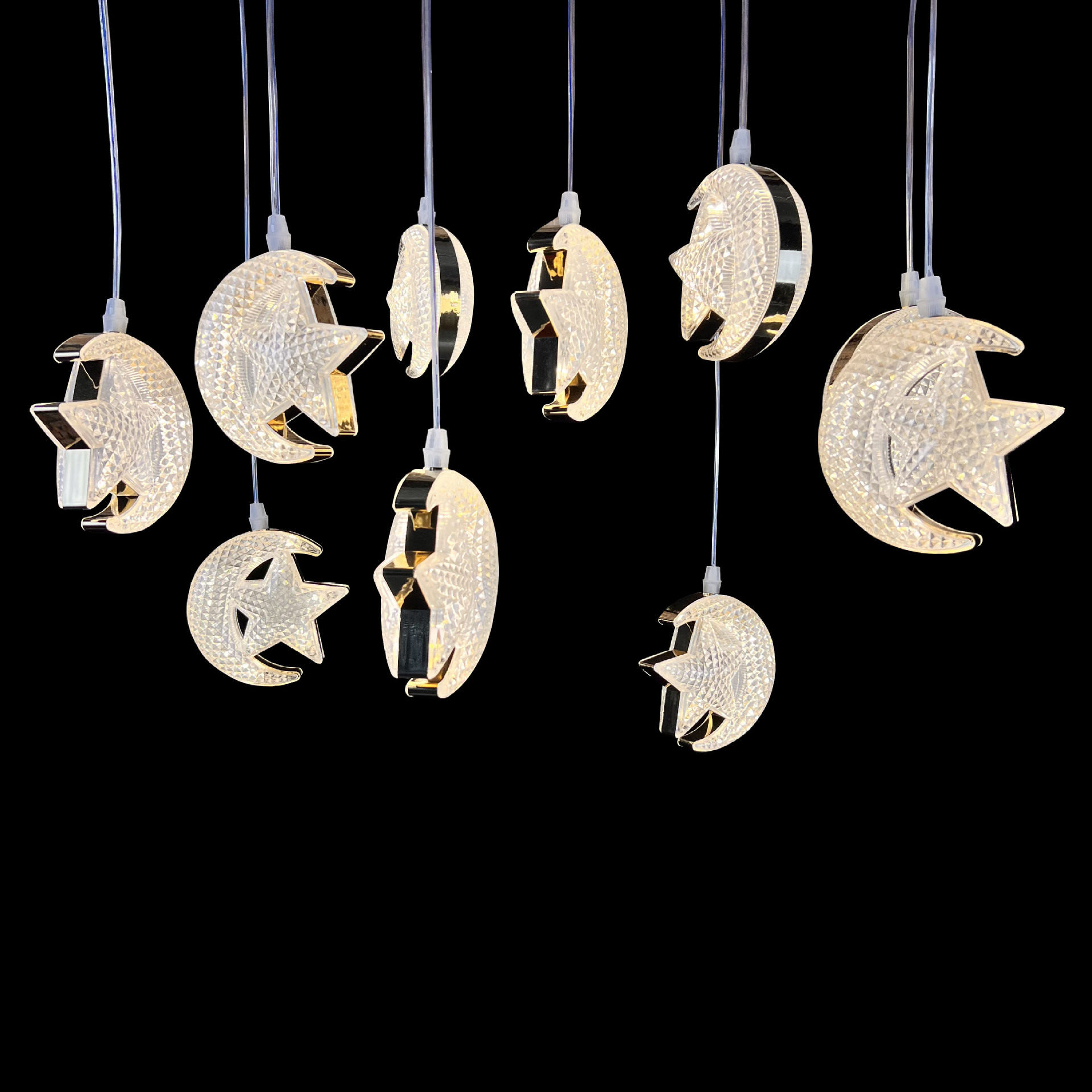 婚庆道具厂家直供月抱星装饰灯婚礼堂吊顶星月灯串彩灯星星灯