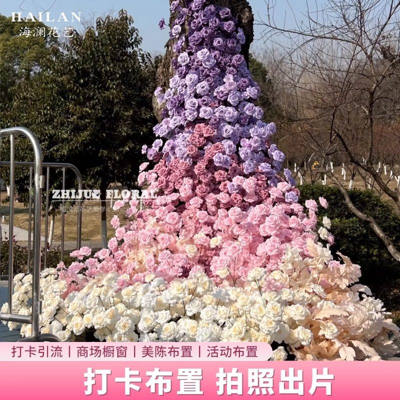 渐变瀑布花墙玫瑰仿真花摆设高级感逼真美陈场景布置网红打卡造景,节庆用品/礼品,路引,淘宝优惠券,粉丝福利购,淘宝优惠卷