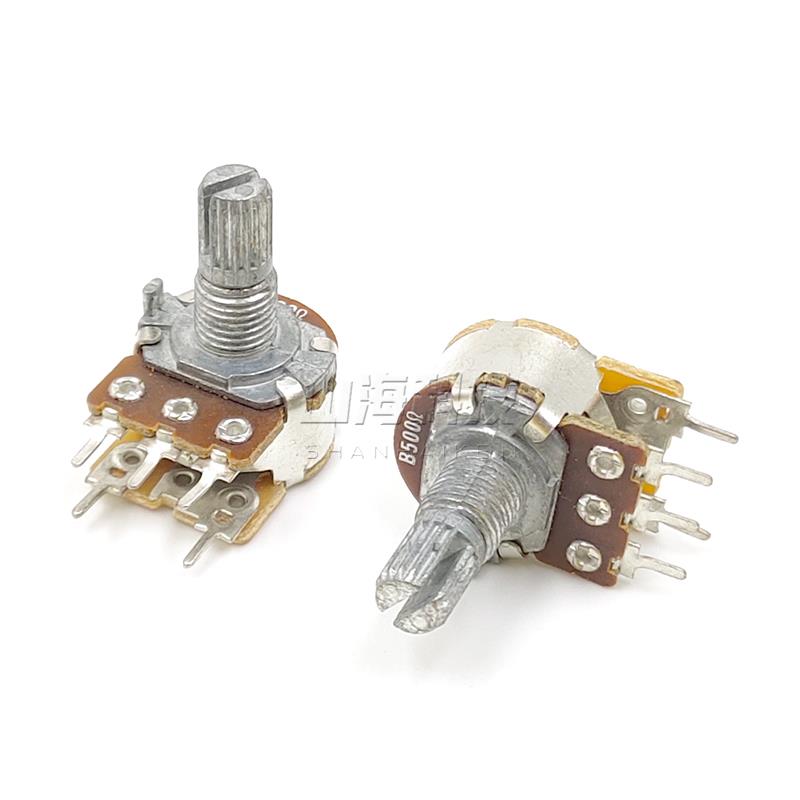5脚 WH148 500R欧 碳膜电位器带开关 可调电阻 功放音箱调节旋钮