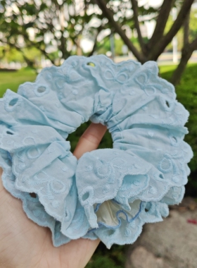 【蓝色镂空】手作蕾丝多层褶皱大肠发圈公主甜美超仙发圈网红同款