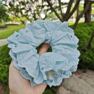 【蓝色镂空】手作蕾丝多层褶皱大肠发圈公主甜美超仙发圈网红同款