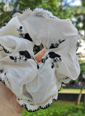 【高级感刺绣】复古蕾丝花边发圈新款大号网纱大肠发圈发饰头绳女