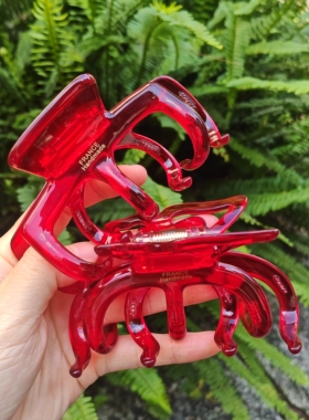 【果冻红色】法式醋酸抓夹轻奢加厚高级感后脑勺鲨鱼夹辅助齿发抓