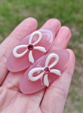 【甜美刘海夹】韩版时尚闪钻镶嵌蝴蝶结醋酸发夹百搭鸭嘴夹边夹女