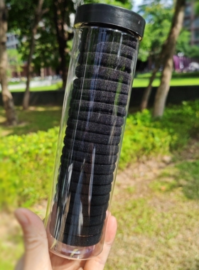 【罐装】无接缝橡皮筋扎头发圈高弹力耐用发绳黑色不伤发女发圈
