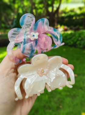 【文艺气质】甜美立体花朵高级感醋酸抓夹女百搭盘发鲨鱼夹头饰