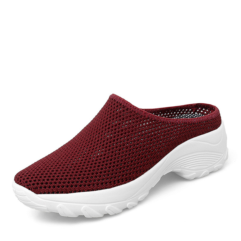 夏季新款女士网面透气镂空厚底拖鞋时尚外穿妈妈防U滑包头半拖鞋,女鞋,包头拖,淘宝优惠券,粉丝福利购,淘宝优惠卷