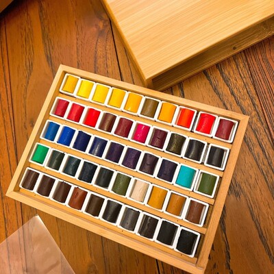 Ds水彩棒51色全色 ds固体水彩颜料分装1/5 1/10 V水彩颜料固体分