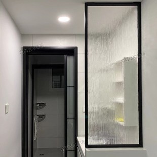 超白雨花压花艺术j钢化玻璃隔断屏风定制客厅浴室洗手台卫生间半