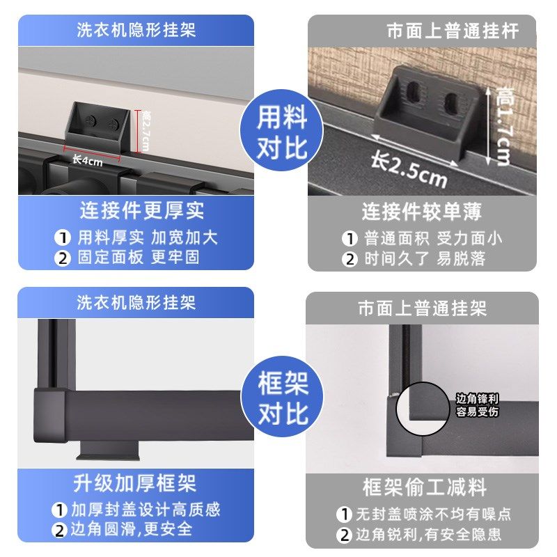 洗衣机顶装抽拉晾衣架阳台上方隐藏E式伸缩隐形晾衣杆裤架伸缩滑,基础建材,柜内裤架,淘宝优惠券,粉丝福利购,淘宝优惠卷