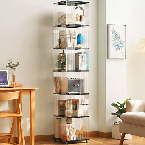 旋转书架落地置物架书柜子家v用储物柜儿童客厅展示架立架简易实