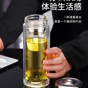 上海清水shimizu双层玻璃杯家用隔热男女茶杯便携车载水杯防烫杯