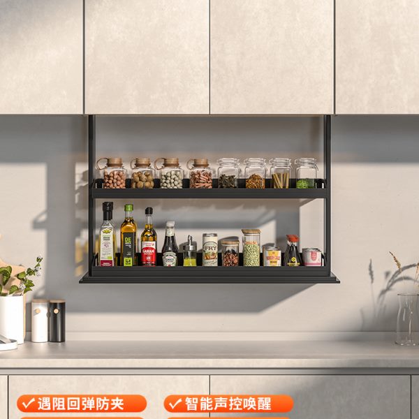 语音智能厨房多功能式垂味触摸直自动吊柜升降拉篮电动拉篮拉下调