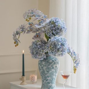 复古青花瓷花瓶摆件客厅插花轻奢高级感陶瓷富贵竹 米子家居新中式