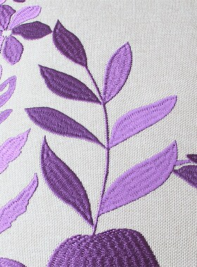 抱枕紫色仿棉麻亚麻靠枕田园靠垫含刺绣现代沙发靠垫