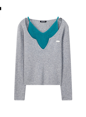 i.t GROUNDZERO2025秋冬韩系休闲假两件灰色毛衣针织衫女长袖上衣