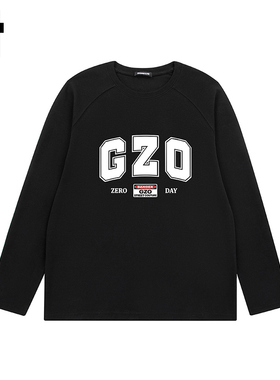 i.t GROUNDZERO2025秋季GZO黑色经典圆领长袖落肩情侣卫衣上衣