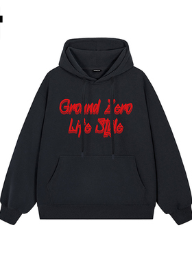 i.t GROUNDZERO2025秋冬黑色ZERO字母男女男女同款连帽卫衣上衣