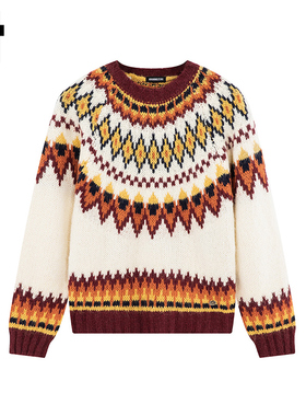 i.t GROUNDZERO2025秋冬撞色拼接白色条纹长袖毛衣外套针织衫女