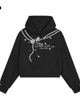 i.t GROUNDZERO国朝2025秋款黑色蝴蝶结棉连帽卫衣长袖上衣女