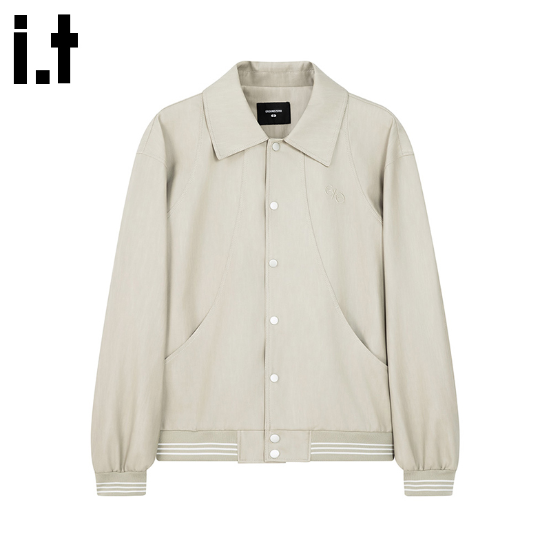 i.t GROUND ZERO国朝开衫刺绣翻领拉链百搭短外套男女同款