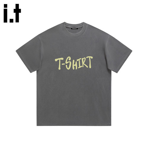 i.t GROUNDZERO潮牌TSHIRT百搭复古圆领做旧宽松纯棉短袖T恤上衣