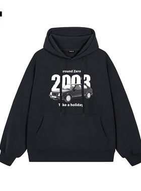 i.t GROUNDZERO2025秋冬黑色2003数字男女同款连帽大码卫衣上衣