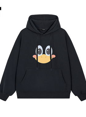 i.t GROUNDZERO2025秋季鸭子 黑色圆领长袖落肩情侣卫衣上衣