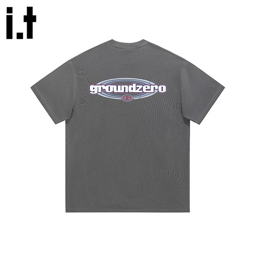 i.t GROUNDZERO潮牌新款纯色字母GZO宽松短袖T恤男女同款体恤衫