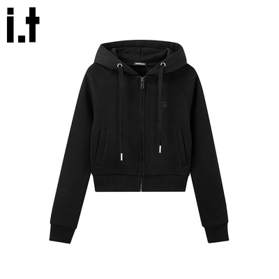 itGROUNDZERO2025秋冬加绒个性LOGO连帽长袖卫衣情侣款男上衣