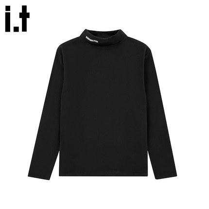 i.tGROUNDZERO2025秋冬简约磨毛保暖德绒打底中高领长袖T恤上衣