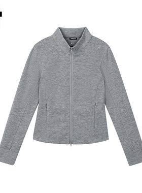 i.t GROUNDZERO国朝2025秋季高领开衫灰色收腰长袖卫衣上衣