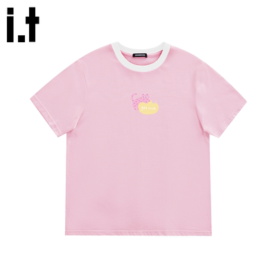 i.t GROUNDZERO2025夏季韩版潮K正肩百搭拼接印花短袖T恤款女