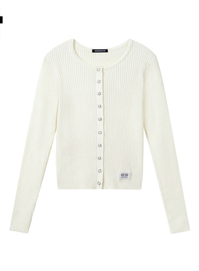 i.t GROUNDZERO韩系纽扣时尚白色圆领毛衣针织衫女长袖开衫上衣