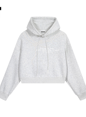 i.t GROUNDZERO国潮牌2025秋款灰色蝴蝶结棉连帽卫衣长袖上衣女